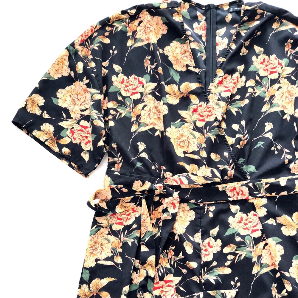 Plus Surplice Neck Wide Leg Botanical Overall - Picture 7 of 7